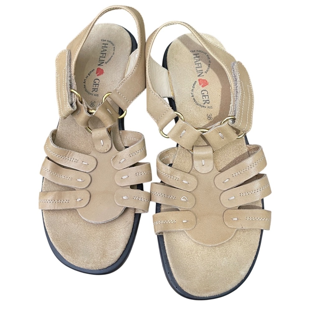 Haflinger Tan Leather Strappy Comfort Walking‎ Sandals Womens 38 US 7-7.5